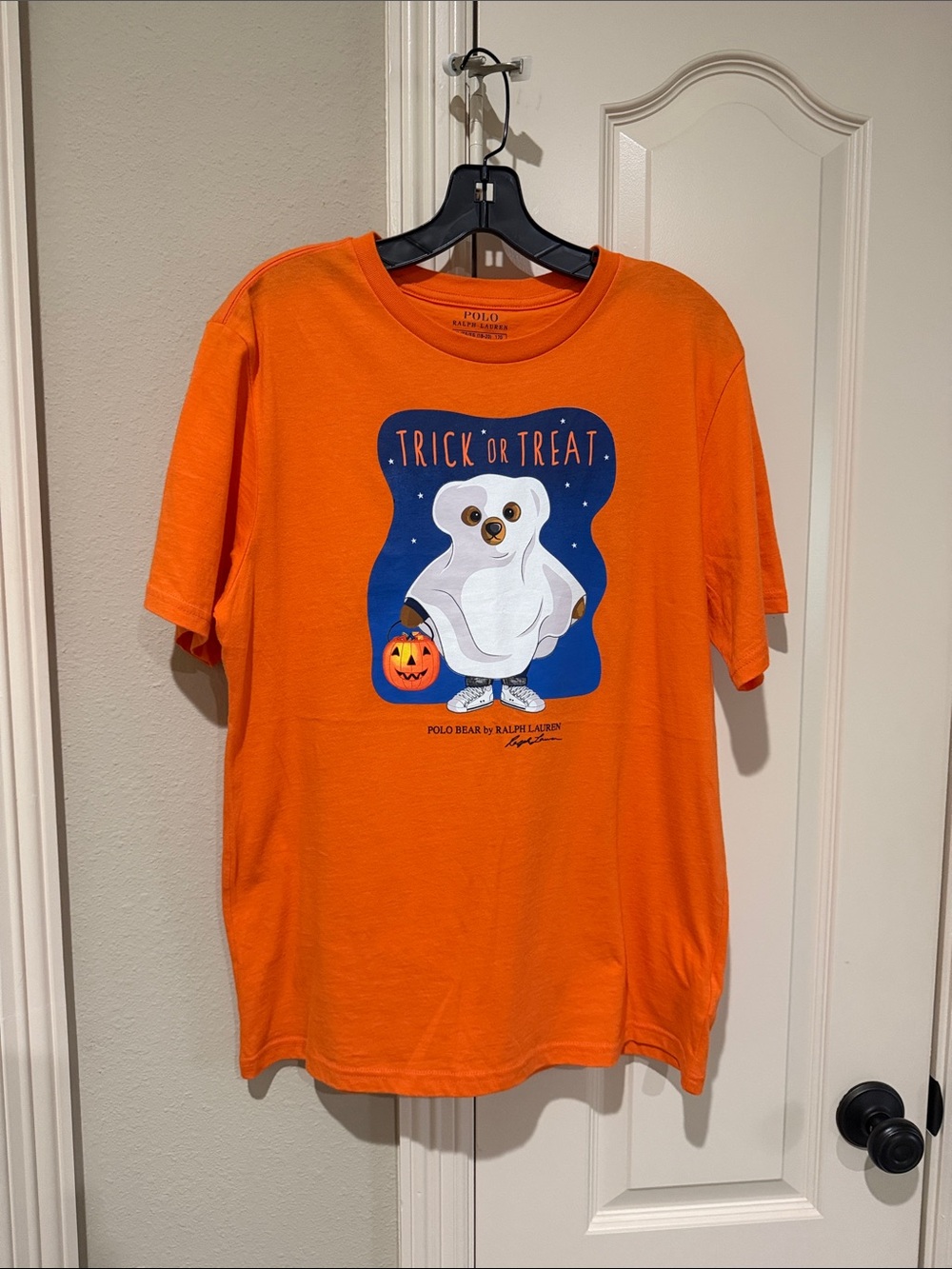 Ralph Lauren Orange Halloween Polo Bear Graphic Tee